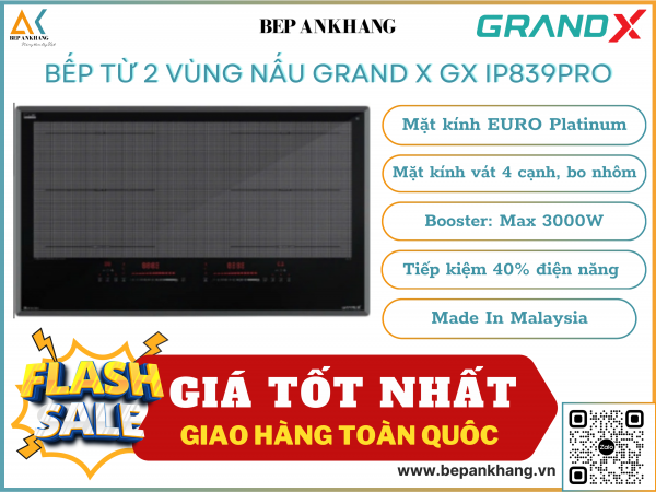 Bếp từ 2 vùng nấu Grand X GX IP839Pro - Made In Germany